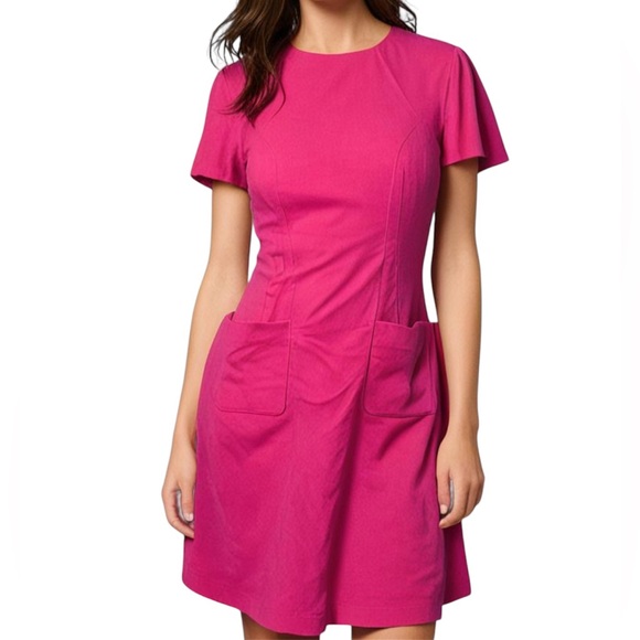 Eliza J Dresses & Skirts - Eliza J Pink Short Dress Pink Sz 6 Round Neck Preppy Professional Barbie Spring